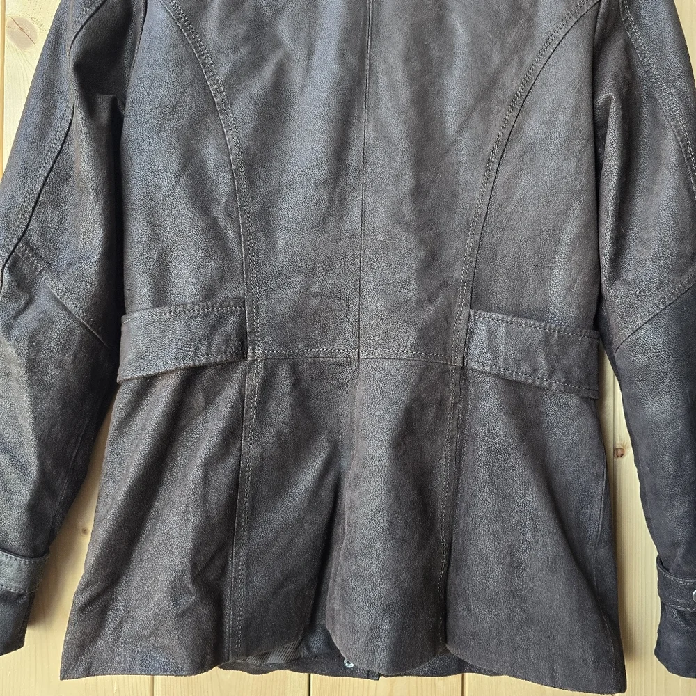 Danier Dark Brown Leather Zip Up Jacket Womens Small - Picture 9 of 12